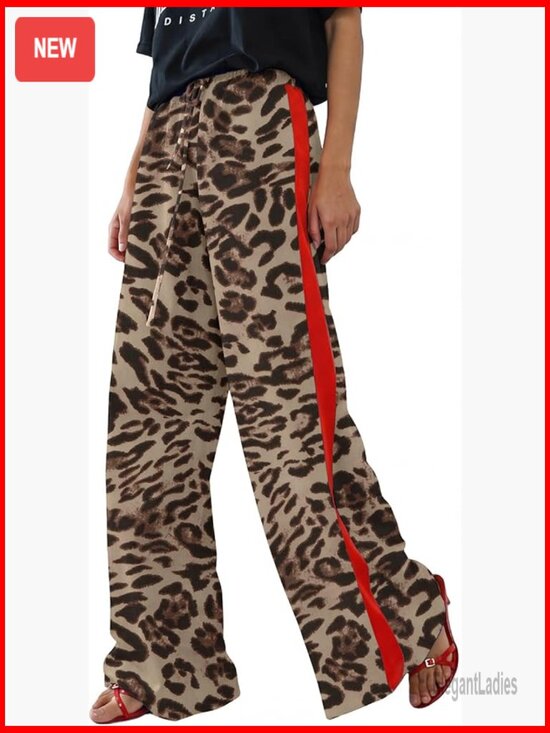 Pants - Wide Leg Palazzo Pants High Waisted Drawstring Casual Lounge Trousers